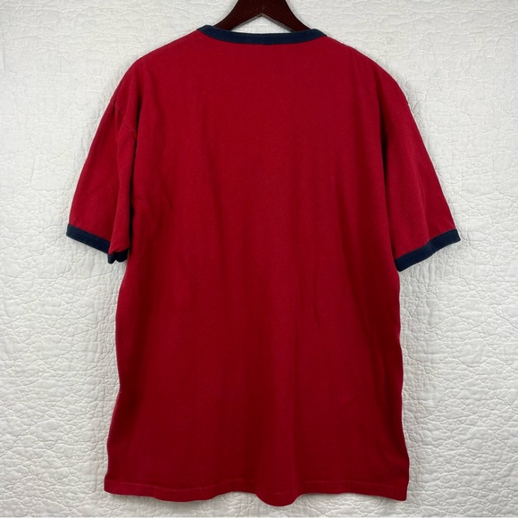 🔥Vtg 80 90's Chaps Ralph Lauren USA Red Flag Logo Ringer T Shirt Men’s Size M - Picture 2 of 11